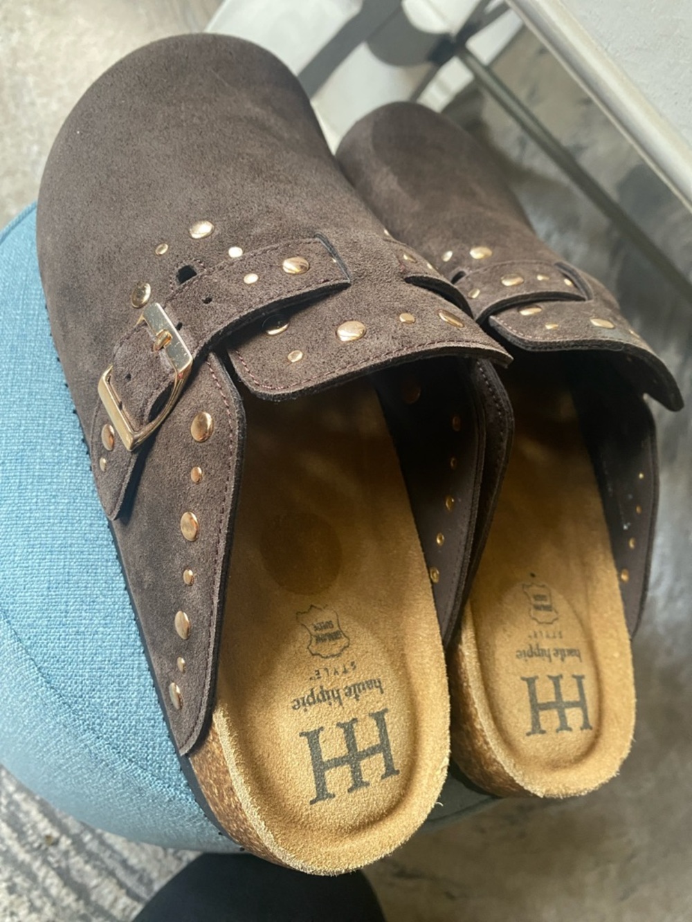 Haute Hippie Brown Suede Studded Slip-On Mules - Picture 2 of 6